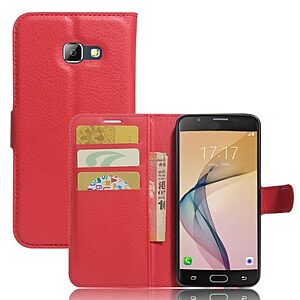 Θήκη SAMSUNG Galaxy A5 (2017) OEM Litchi Grain Leather Flip Wallet δερματίνη κόκκινο