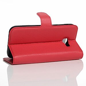 Θήκη SAMSUNG Galaxy A5 (2017) OEM Litchi Grain Leather Flip Wallet δερματίνη κόκκινο - Image 4