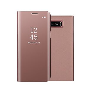Θήκη SAMSUNG Galaxy Note 8 OEM Mirror Surface View Stand Case Cover Flip Window δερματίνη ροζ