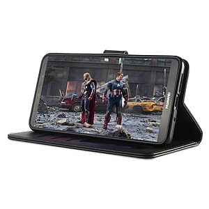 Θήκη HUAWEI Mate 10 Pro LC.IMEEKE PU Leather Series με βάση στήριξης, υποδοχές καρτών και μαγνητικό κούμπωμα Flip Wallet δερματίνη μαύρο - Image 3