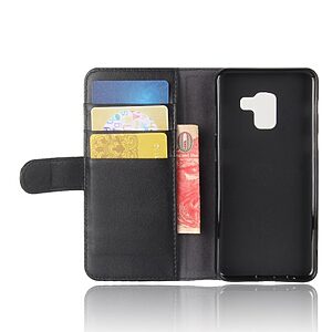 Θήκη SAMSUNG Galaxy A8 (2018) OEM Genuine Leather με βάση στήριξης, υποδοχές καρτών και μαγνητικό κούμπωμα Flip Wallet δερμάτινη μαύρο - Image 4