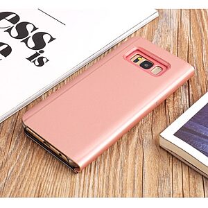 Θήκη SAMSUNG Galaxy S8 OEM Clear View & Mirror Surface με βάση στήριξης Flip Window δερματίνη ροζ - Image 3