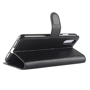 Θήκη HUAWEI P20 OEM Litchi Texture με βάση στήριξης, υποδοχές καρτών και μαγνητικό κούμπωμα Flip Wallet δερματίνη μαύρο - Image 5