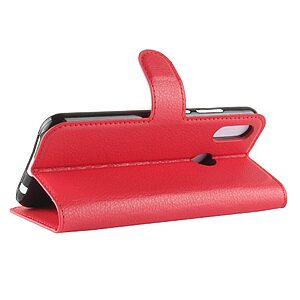 Θήκη HUAWEI P20 Lite OEM Litchi Texture με βάση στήριξης, υποδοχές καρτών και μαγνητικό κούμπωμα Flip Wallet δερματίνη κόκκινο - Image 5