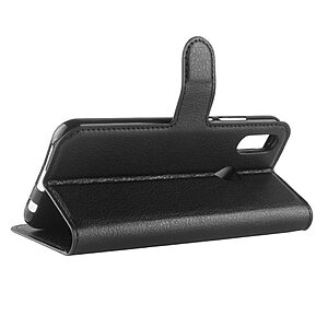 Θήκη HUAWEI P20 Lite OEM Litchi Texture με βάση στήριξης, υποδοχές καρτών και μαγνητικό κούμπωμα Flip Wallet δερματίνη μαύρο - Image 5