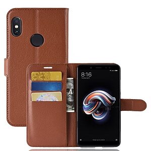Θήκη XIAOMI Redmi Note 5 Pro OEM Litchi Skin Leather με βάση στήριξης