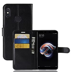 Θήκη XIAOMI Redmi Note 5 Pro OEM Litchi Skin Leather με βάση στήριξης
