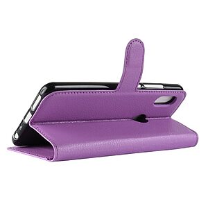 Θήκη XIAOMI Redmi Note 5 OEM Litchi Skin Leather με βάση στήριξης, υποδοχές καρτών και μαγνητικό κούμπωμα Flip Wallet δερματίνη μωβ - Image 5