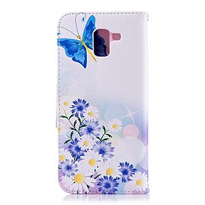 Θήκη SAMSUNG Galaxy J6 (2018) OEM σχέδιο Butterfly in the flowers με βάση στήριξης, υποδοχές καρτών και μαγνητικό κούμπωμα Flip Wallet δερματίνη - Image 3