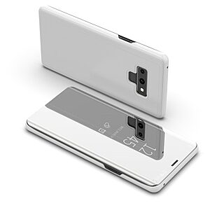 Θήκη SAMSUNG Galaxy Note 9 OEM Mirror Surface View Stand Case Cover Flip Window δερματίνη ασημί