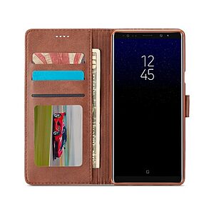 Θήκη SAMSUNG Galaxy Note 9 LC.IMEEKE PU Leather Series με βάση στήριξης, υποδοχές καρτών και μαγνητικό κούμπωμα Flip Wallet δερματίνη καφέ - Image 4
