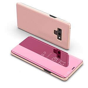 Θήκη SAMSUNG Galaxy Note 9 OEM Mirror Surface View Stand Case Cover Flip Window δερματίνη ροζ χρυσό