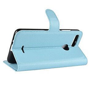 Θήκη XIAOMI Redmi 6 OEM Litchi Texture Leather με βάση στήριξης, υποδοχές καρτών και μαγνητικό κούμπωμα Flip Wallet δερματίνη γαλάζιο - Image 5