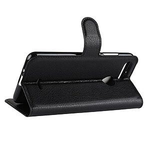 Θήκη XIAOMI Redmi 6 OEM Litchi Texture Leather με βάση στήριξης, υποδοχές καρτών και μαγνητικό κούμπωμα Flip Wallet δερματίνη μαύρο - Image 5