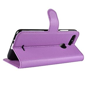 Θήκη XIAOMI Redmi 6 OEM Litchi Texture Leather με βάση στήριξης, υποδοχές καρτών και μαγνητικό κούμπωμα Flip Wallet δερματίνη μωβ - Image 5