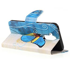 Θήκη Huawei Mate 20 Lite OEM σχέδιο Blue Butterfly με βάση στήριξης, υποδοχές καρτών και μαγνητικό κούμπωμα flip wallet δερματίνη - Image 5
