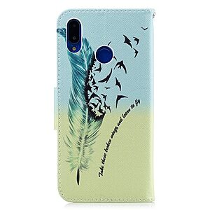 Θήκη Huawei P Smart Plus OEM σχέδιο Feather & birds με βάση στήριξης, υποδοχές καρτών και μαγνητικό κούμπωμα Flip Wallet δερματίνη - Image 3