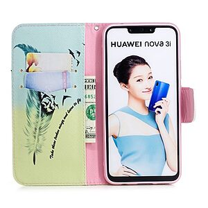 Θήκη Huawei P Smart Plus OEM σχέδιο Feather & birds με βάση στήριξης, υποδοχές καρτών και μαγνητικό κούμπωμα Flip Wallet δερματίνη - Image 4
