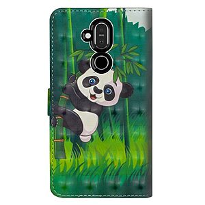 Θήκη Nokia 8.1 OEM σχέδιο Happy Panda με βάση στήριξης, υποδοχές καρτών και μαγνητικό κούμπωμα Flip Wallet δερματίνη - Image 5