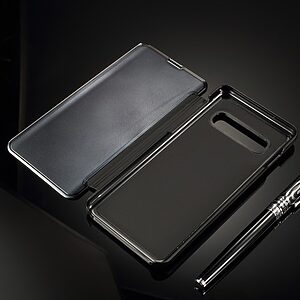 Θήκη Samsung Galaxy S10 OEM Mirror Surface View Stand Case Cover Flip Window από σκληρό πλαστικό μαύρο - Image 4