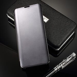 Θήκη Samsung Galaxy S10 Plus OEM Mirror Surface View Stand Case Cover Flip Window από σκληρό πλαστικό μαύρο - Image 3