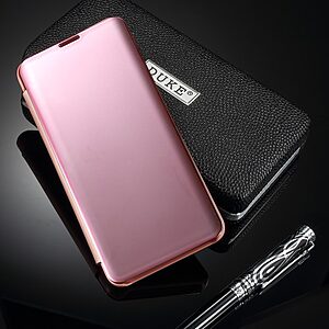 Θήκη Samsung Galaxy S10 Plus OEM Mirror Surface View Stand Case Cover Flip Window από σκληρό πλαστικό ροζ χρυσό - Image 3