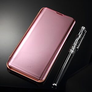 Θήκη Samsung Galaxy S10 Plus OEM Mirror Surface View Stand Case Cover Flip Window από σκληρό πλαστικό ροζ χρυσό - Image 5