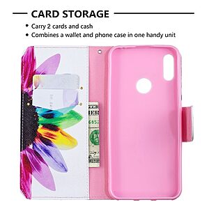 Θήκη Huawei Y6 (2019) ή Honor 8A OEM σχέδιο Petals Pattern με βάση στήριξης, υποδοχές καρτών και μαγνητικό κούμπωμα Flip Wallet δερματίνη - Image 3