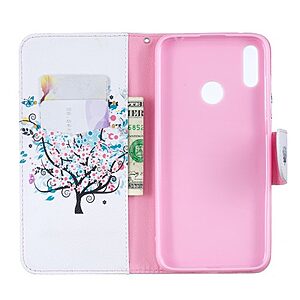 Θήκη Huawei Y7 (2019) / Y7  Prime (2019) OEM σχέδιο Flowered Tree με βάση στήριξης, υποδοχές καρτών και μαγνητικό κούμπωμα Flip Wallet δερματίνη - Image 4