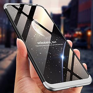 Θήκη Huawei Y7 Pro (2019) GKK Full body Protection 360° από σκληρό πλαστικό μαύρο / ασημί - Image 4