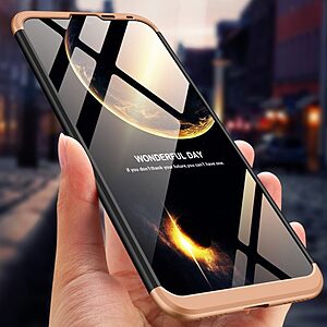 Θήκη Huawei Y7 Pro (2019) GKK Full body Protection 360° από σκληρό πλαστικό μαύρο / χρυσό - Image 3