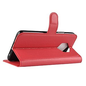 Θήκη Nokia 9 PureView OEM Litchi Texture Leather με βάση στήριξης, υποδοχές καρτών και μαγνητικό κούμπωμα Flip Wallet δερματίνη κόκκινο - Image 5