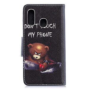 Θήκη Samsung Galaxy A40 OEM σχέδιο Angry bear with chainsaw με βάση στήριξης, υποδοχές καρτών και μαγνητικό κούμπωμα Flip Wallet δερματίνη - Image 4