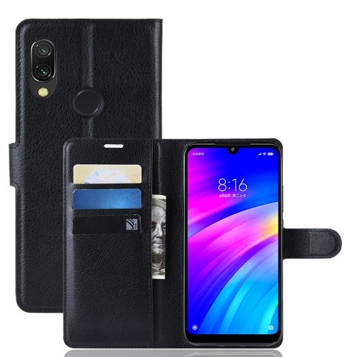 Θήκη Xiaomi Redmi 7 OEM Litchi Texture Leather με βάση στήριξης