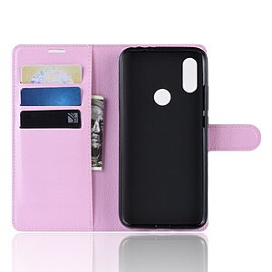 Θήκη Xiaomi Redmi 7 OEM Litchi Texture Leather με βάση στήριξης, υποδοχές καρτών και μαγνητικό κούμπωμα Flip Wallet δερματίνη ροζ - Image 3