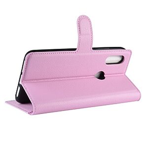 Θήκη Xiaomi Redmi 7 OEM Litchi Texture Leather με βάση στήριξης, υποδοχές καρτών και μαγνητικό κούμπωμα Flip Wallet δερματίνη ροζ - Image 5