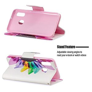 Θήκη Samsung Galaxy A20e OEM σχέδιο Colorful Petals με βάση στήριξης, υποδοχές καρτών και μαγνητικό κούμπωμα Flip Wallet δερματίνη - Image 5