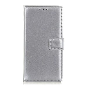 υποδοχές καρτών και μαγνητικό κούμπωμα Flip Wallet δερματίνη ασημί
