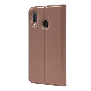 Θήκη Samsung Galaxy A20e Mad Mask Skin Pro Series με βάση στήριξης, υποδοχή καρτών και μαγνητικό κούμπωμα Flip Wallet δερματίνη ροζ χρυσό - Image 4