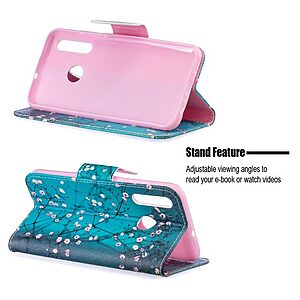 Θήκη Honor 20 lite OEM σχέδιο Tree with Flowers με βάση στήριξης, υποδοχές καρτών και μαγνητικό κούμπωμα Flip Wallet δερματίνη - Image 5