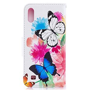 Θήκη Samsung Galaxy A10 OEM σχέδιο Vivid Butterflies με βάση στήριξης, υποδοχές καρτών και μαγνητικό κούμπωμα Flip Wallet δερματίνη - Image 3