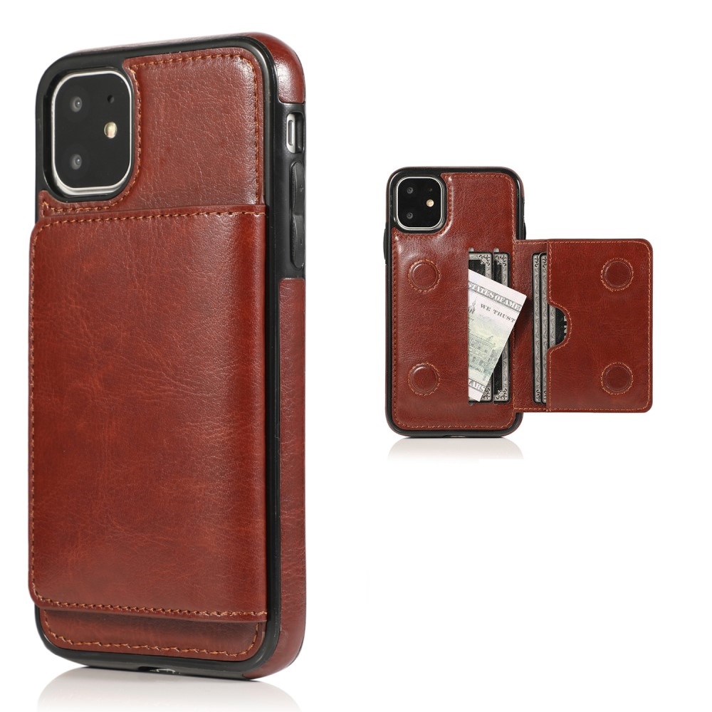 Θήκη iPhone 11 OEM από συνθετικό δέρμα με βάση στήριξης και υποδοχές καρτών / χρημάτων Πλάτη καφέ