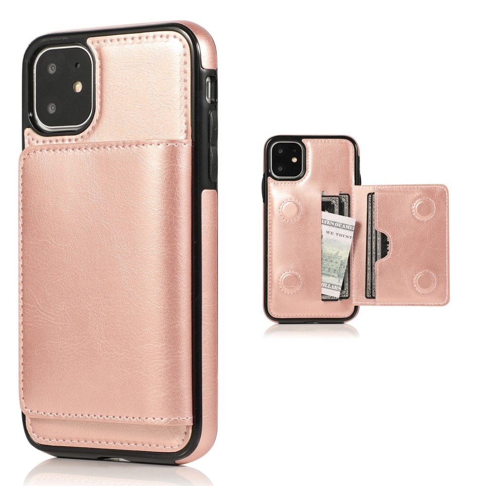 Θήκη iPhone 11 OEM από συνθετικό δέρμα με βάση στήριξης και υποδοχές καρτών / χρημάτων Πλάτη ροζ Θήκη iPhone 11 OEM από συνθετικό δέρμα με βάση στήριξης και υποδοχές καρτών / χρημάτων Πλάτη ροζ
