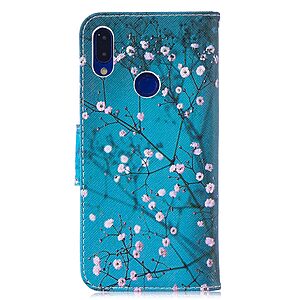 Θήκη Xiaomi Redmi Note 7 OEM σχέδιο Tree with Flowers με βάση στήριξης, υποδοχές καρτών και μαγνητικό κούμπωμα Flip Wallet δερματίνη - Image 3