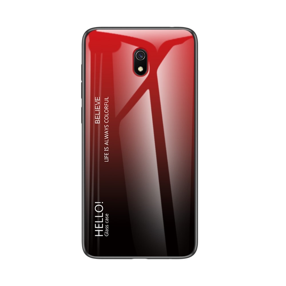 Θήκη Xiaomi Redmi 8A OEM Gradient Color Laser Carving Tempered Glass Back Cover TPU κόκκινο