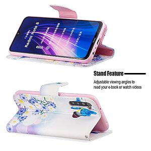 Θήκη Xiaomi Redmi Note 8 / 8 (2021) OEM Flowers and Butterflies με βάση στήριξης, υποδοχές καρτών και μαγνητικό κούμπωμα Flip Wallet δερματίνη - Image 5