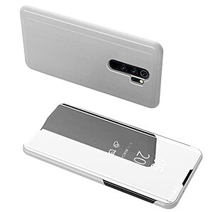 Θήκη Xiaomi Redmi Note 8 Pro OEM Mirror Surface View Stand Case Cover Flip Window ασημί