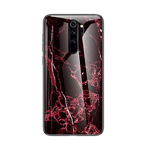 Θήκη Xiaomi Redmi Note 8 Pro OEM σχέδιο Marble Tempered Glass Back Cover TPU κόκκινο
