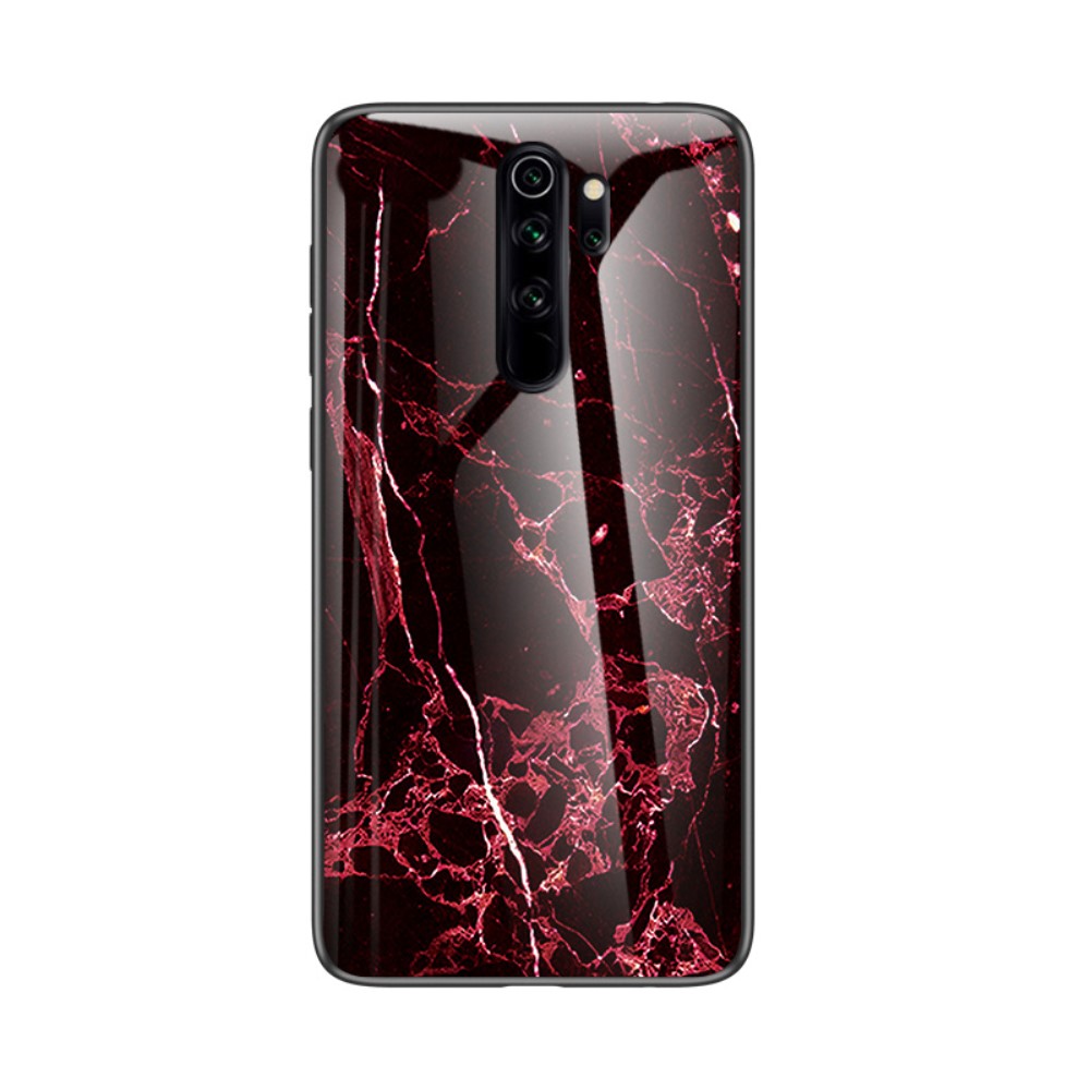 Θήκη Xiaomi Redmi Note 8 Pro OEM σχέδιο Marble Tempered Glass Back Cover TPU κόκκινο