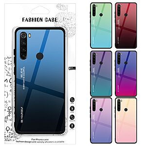 Θήκη Xiaomi Redmi Note 8 / 8 (2021) OEM Gradient Color Laser Carving Tempered Glass Back Cover TPU μαύρο / μπλε - Image 5